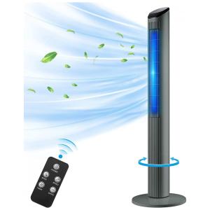 Ventilador de Torre Tower 3 Velocidades, com Controle Remoto, Silencioso, Tela de LED, 50W, 110v, GENERIC, Preto