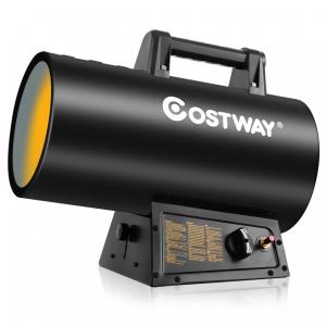 Aquecedor a Gás Portátil 60000 BTU de Potência, Aquece até 203 m2, COSTWAY, Preto