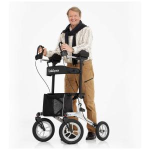 Andador Adulto Idoso com Apoio de Braço, Assento Acolchoado e Cesto, Suporta até 204 kg, OASISSPACE, Preto