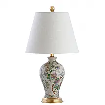 Abajur Luminária de Mesa Classic Cottage com 60 cm de Altura para Quarto, Sala de Estar, Escritório e Estante, 110V 100W, JONATHAN Y, Floral