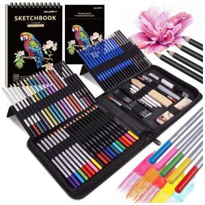 Kit Lápis de Cor Profissional Prina com Estojo 96 peças Tintas Acrílicas, Aquarela, RAPIFY CAPencils, Preto