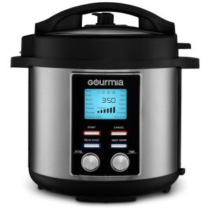 Gourmia Panela de Pressão Elétrica GPC655 Multifuncional Digital, Aço Inoxidável, Preto com Prata 110V
