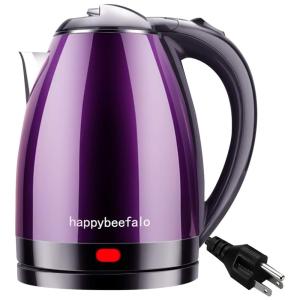 Chaleira Elétrica 1.8L, Aço Inoxidável, com Desligamento Automático, 1100W, Roxa, 110v, HAPPYBEEFALO 2L P, Lilás