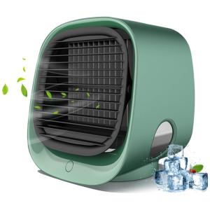 Climatizador de Ar Portátil com 3 Velocidades e Luz LED Colorida, SEATOP M 201, Verde