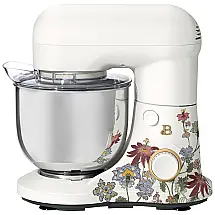 Batedeira planetária Beautiful 5,0L branca floral com tigela inox, 12 velocidades, cabeça basculante, 300W, 110V