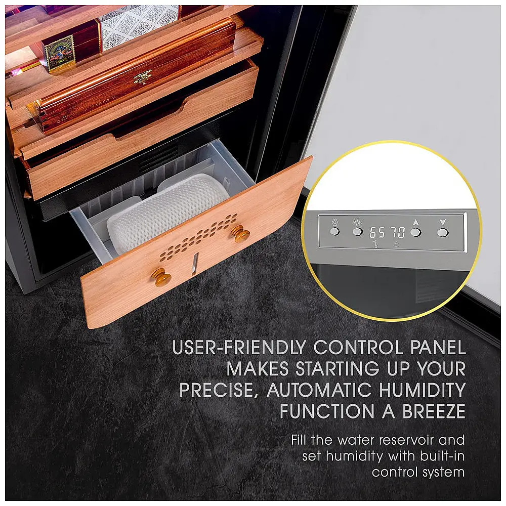 Humidor Refrigerado Schmécké Preto Capacidade 400 Charutos com Controle 3-em-1 110V — foto 3