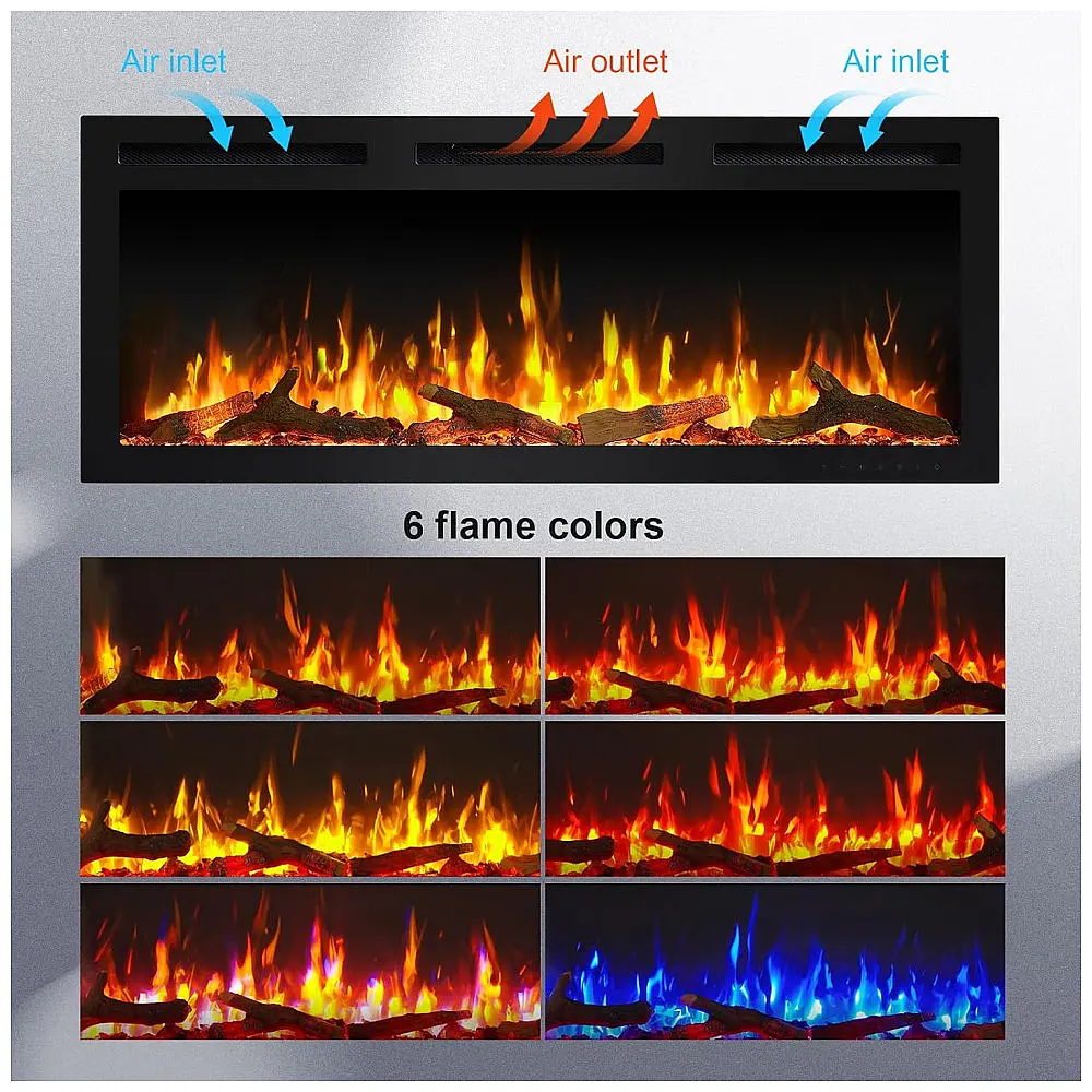 Lareira Elétrica Linear PuraFlame Alice Pro Preta 6 Cores de Chama com Controle por Voz 127 cm(L)X 51.6 cm(A) 110V — foto 2