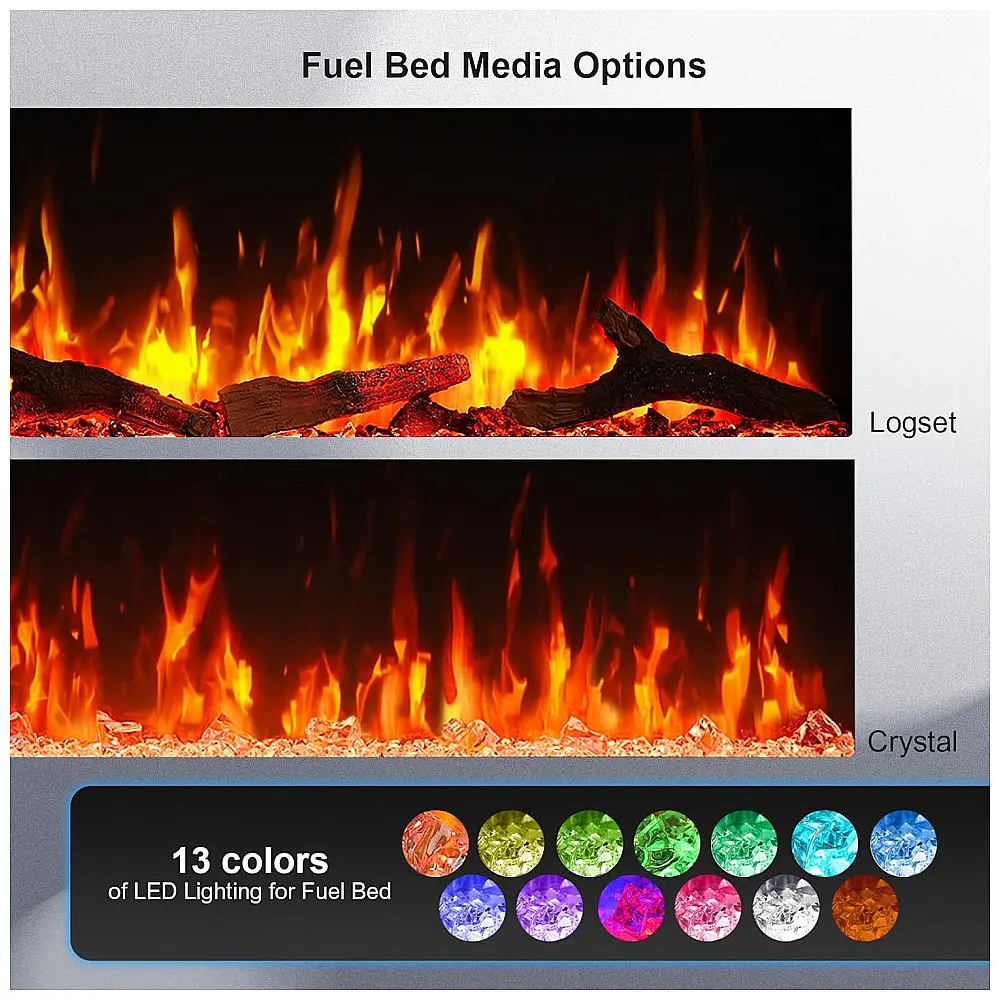 Lareira Elétrica Linear PuraFlame Alice Pro Preta 6 Cores de Chama com Controle por Voz 127 cm(L)X 51.6 cm(A) 110V — foto 3