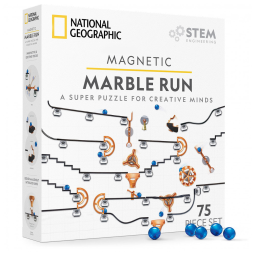 Marble Run Magnético 75 Peças – Brinquedo Educativo STEM, Kit de Engenharia para Crianças e Adultos, Presente Criativo, National Geographic