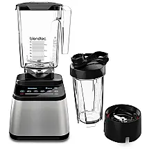 Liquidificador Profissional 2,6 Litros com 100 Velocidades, 6 Ciclos e Copo para Viagem, 110V 1800W, Blendtec Designer 725, Prata e Preto