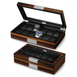 Caixa, Estojo de Madeira para Relógios com 12 Compartimentos, Lifomenz Co, Marrom