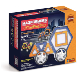 Kit de Construção Cruzadores XL Geométrico Educativo 32 Peças, para Crianças a Partir de 3 Anos, MAGFORMERS 63073, Amarelo