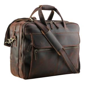 Maleta de Couro Masculina para Trabalho e Laptop até, POLARE , Marrom