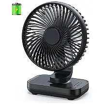 Ventilador de Mesa Portátil Recarregável Operado por Bateria com 4 Velocidades, 5V 5W, ALUAN, Preto
