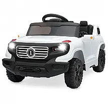 Carro Elétrico Infantil a Bateria com Controle Remoto, 3 Velocidades e Luzes LED, 6V, Best Choice Products, Branco