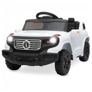 Carro Elétrico Infantil a Bateria com Controle Remoto, 3 Velocidades e Luzes LED, 6V, Best Choice Products, Branco