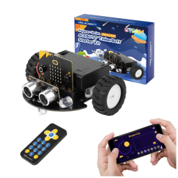 Kit robô carro ACEBOTT QD025 para micro:bit V2 compatível Lego controle por app e controle remoto STEM para montagem e programação