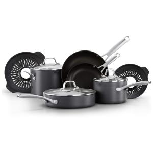 Conjunto de Panelas e Frigideiras Antiaderentes Anodizada, 10 Peças, CALPHALON 2094680, Preto