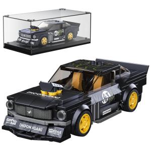 Kit de Construção Carro Ford Mustang com 408 Peças e Vitrine de Acrílico para Crianças Acima de 8 Anos, Mold King, Preto