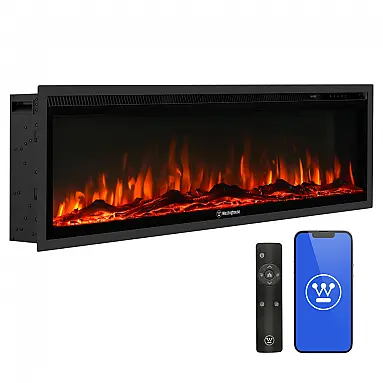 Lareira Elétrica Westinghouse Preta Parede/Embutida