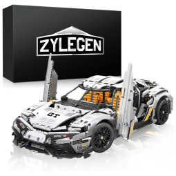Kit de Construção ro de Corrida, Peças 3500, Colecionável, ZYLEGEN Sports Car MOC Building Blocks, Branco