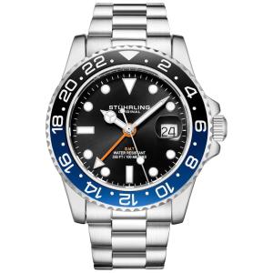 Relógio Masculino Quartz, Dual Hora, Prova D 100m, 3 Cores, STUHRLING 3965.01, Prateado