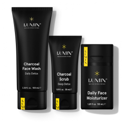 Kit Skincare de Cuidados com a Pele Anti Idade para Homens com 3 Produtos, LUMIN, Preto