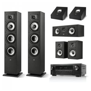 Sistema de home theater Polk Audio Dolby Atmos com receiver Denon AVR-S570BT 7.1.2 canais preto HDMI - Som 8K e Tecnologia Avançada