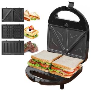 KotiCidsin Máquina de Waffles, Sanduicheira Antiaderente 3 em 1 Placas Destacáveis Preto 110V
