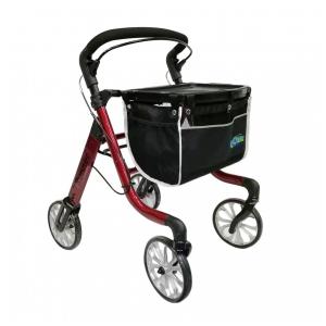 Andador Adulto Idoso HEALTHLINE com Assento e Bolsa, Suporta até 136 Quilos, Vermelho