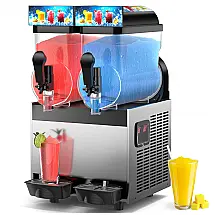 Máquina de Raspadinha Drink Comercial Mojgar 30L com Luz LED, 15L 2 Tanques, Fazedor de Bebidas Congeladas para Margarita, Suco, Smoothie