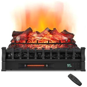 Lareira Elétrica Ecológica 26" 66 cm com Controle Remoto, Cama de Brasa de Limão Realista, Termostato, 5 Modos de Chama e Brilho