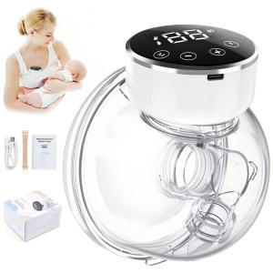 Bomba Tira Leite Única Elétrica Recarregável com Painel Digital 3 Modos e 9 Níveis de Sucção, Branca, URMYWO, Branco