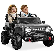 Carro Elétrico Infantil Best Choice Products 24V Cinza Claro, Caminhão 2 Lugares, com Controle Remoto, Bluetooth, Luzes LED e Capacidade