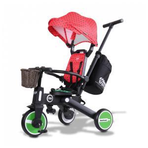 Triciclo Infantil com Cesta, Mochila de Viagem e Bolsa para os Pais para Crianças de 1 a 5 Anos, NewtronX, Vermelho