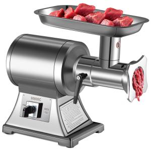 Moedor de Carne Elétrico Profissional, Ate 249, H, 2 Lâminas para Moagem, Aço Inoxidável, 1100W, 110v, VEVOR, Prateado
