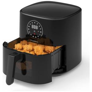 Air Fryer 4,8 Litros com 7 Predefinições e Controle Digital LCD, 110V 1500W, CROWNFUL, Preta