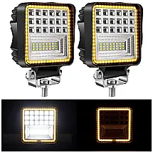 Farol de Milha LED Off Road 126W 2646 Lúmens 6000K Alumínio Fundido à Prova d'Água Luz Âmbar