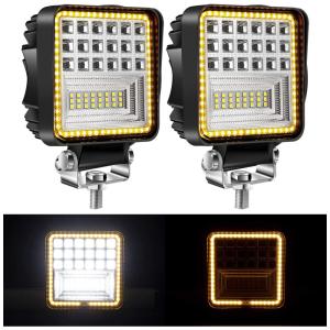 Farol de Milha LED Off Road 2646 Lúmens 6000K 126W Alumínio Fundido à Prova Dágua Âmbar