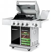 Churrasqueira a Gás 52.000 BTU com 4 Queimadores, 2 Portas e 1 Queimador Lateral em Aço Inoxidável, NUTRICHEF NCGRIL2, Preto