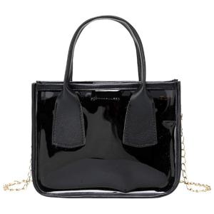 Bolsa Feminina de Ombro 2 em 1 Transparente, NACAITANG, Preto