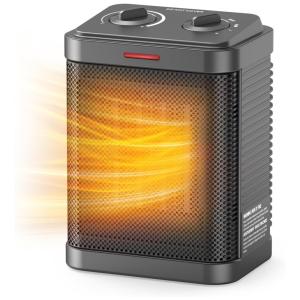 Aquecedor Elétrico Portátil de Cerâmica com 3 Modos, 1500W 110V, Pereysi, Cinza