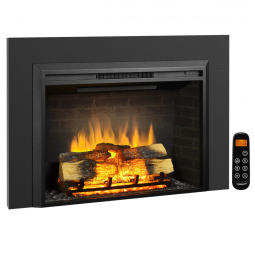 Lareira Elétrica Legend Flame Preta Embutida/Encaixe Som Crepitante Kit de Acabamento 1500W 120V – Carl 121.2 cm (L) X 78 cm (A)