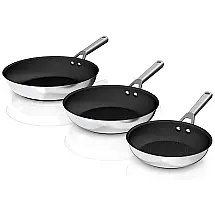 Conjunto de Frigideiras 20, 25 e em Aço Inoxidável Polido, Ninja C63000