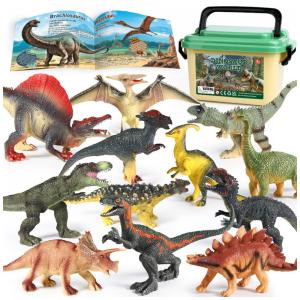 Kit 12 Dinossauros Jurássicos Realistas com Livreto Informativo Educacional para Crianças Acima de 3 Anos, OENUX