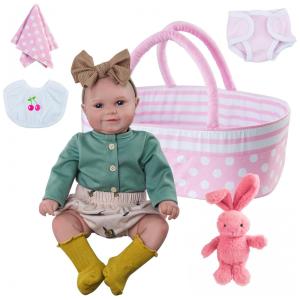 Bebê Recém-Nascido Newborn, Boneca Reborn BABESIDE Maddy com Berço, 50cm - Boneca Realista de Vinil Macio, Articulável com Acessórios