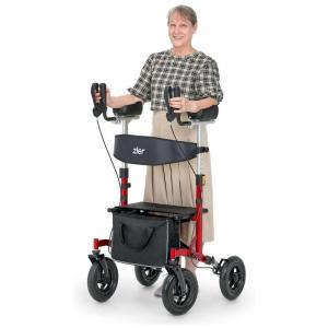 Andador Adulto Idoso Zler com Assento e Suporte de Braço, Suporta até 136 Quilos, Vermelho