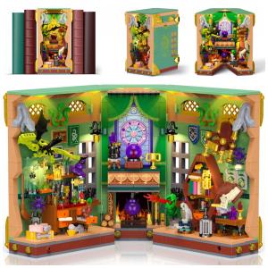 Conjunto de construção book nook OKKIDY Magic Potion com luz 1033 peças para estante e decoração