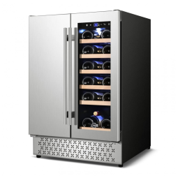 Adega Climatizada de Zona Dupla para 18 Garrafas, Aço Inoxidável, 110V, Tylza, Prata