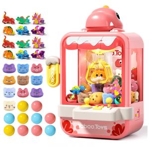 Máquina de Garra Infantil Eohemeral Rosa, Mini Vending Machine Eletrônica com Música e 32 Brinquedos, Arcade para Crianças 3+ Anos